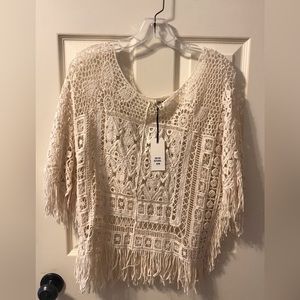 NWT Creme Boho crochet top